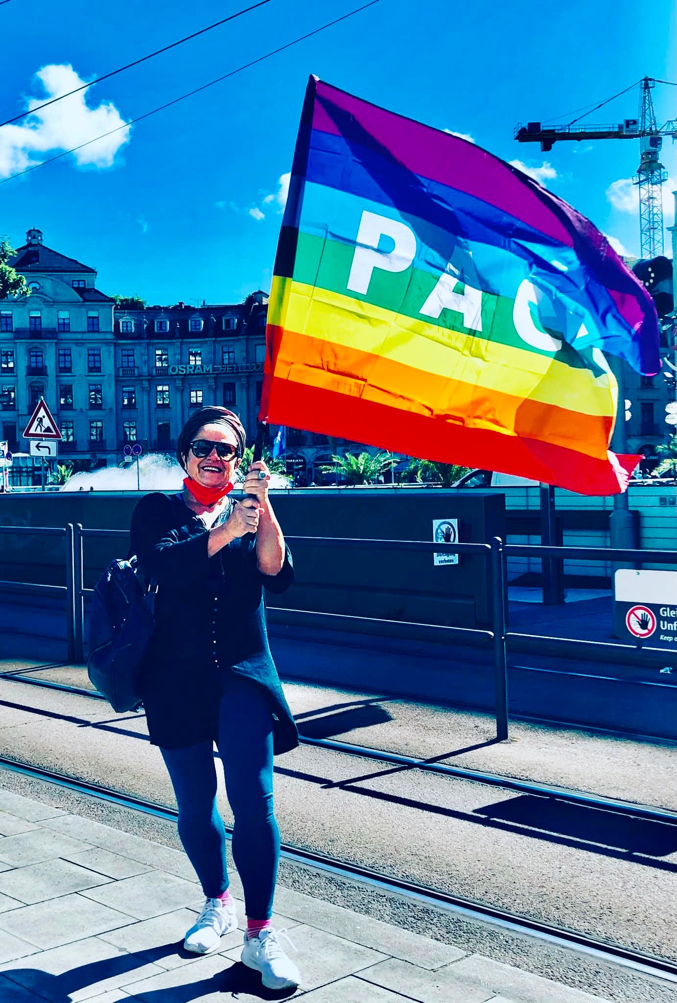 Renée Fabbiocchi bei einer Friedenskundgebung in München